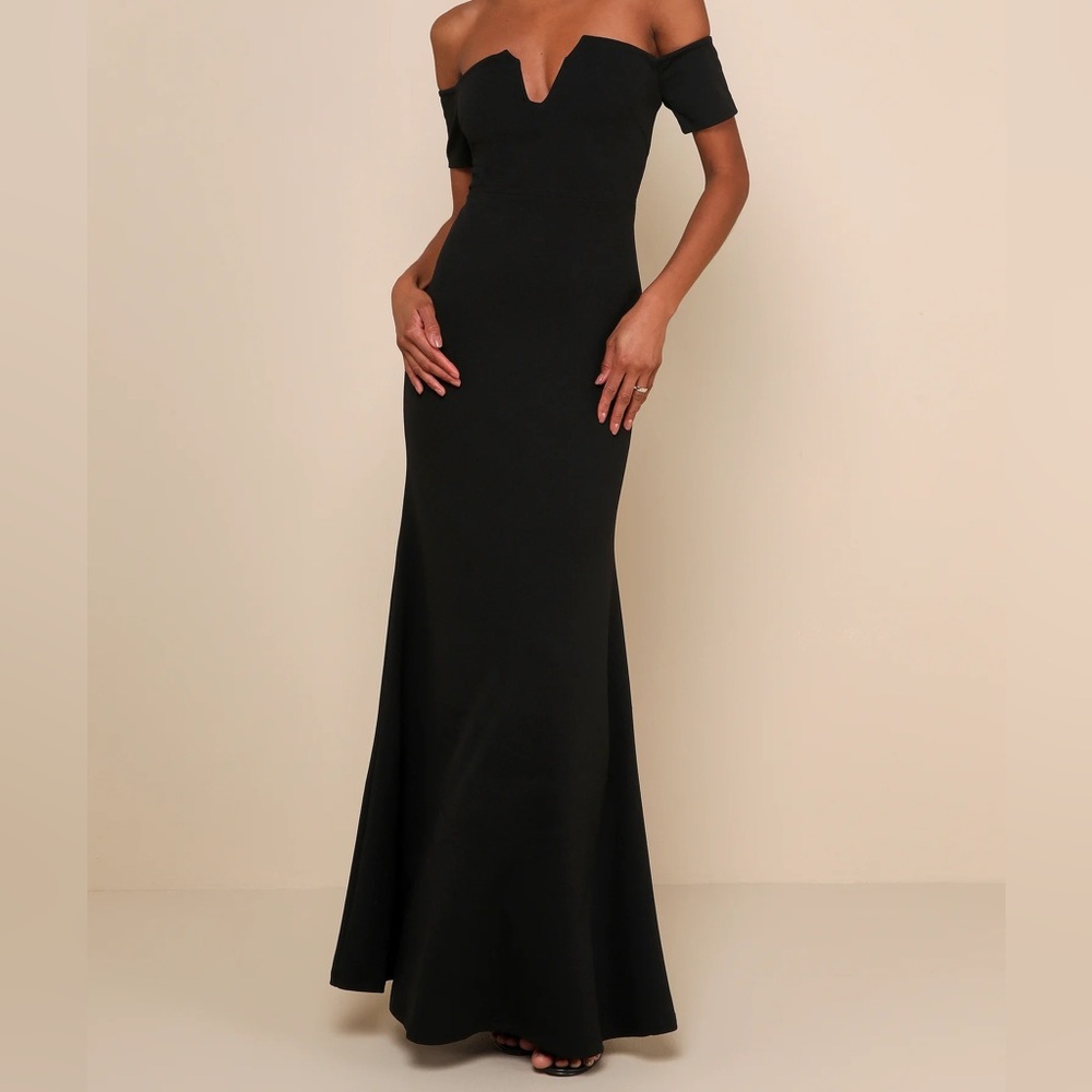 Lulus Lynne Black Off-the-Shoulder Maxi Dress